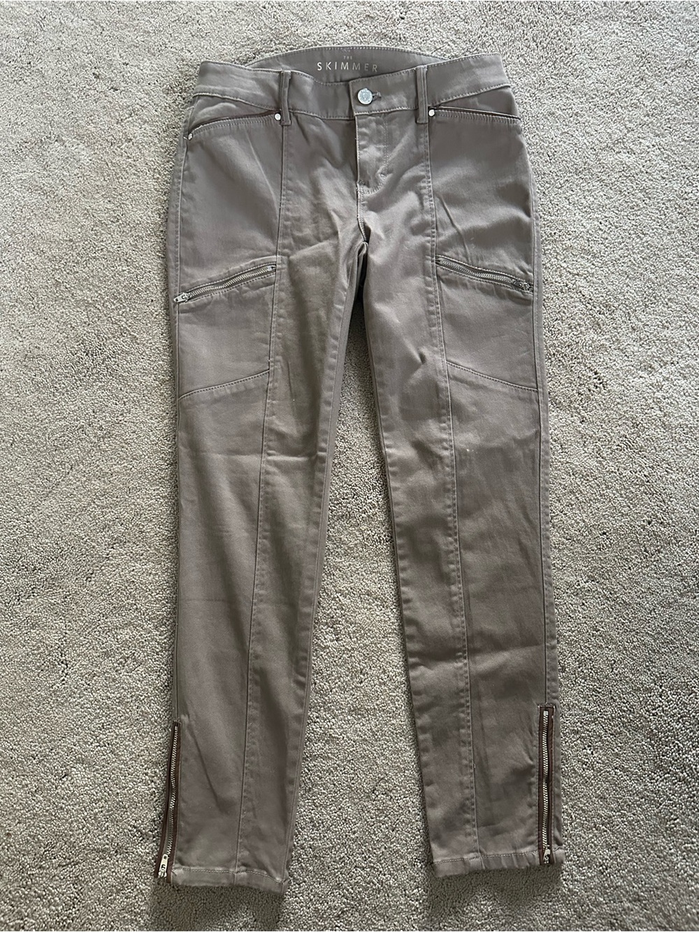White House Black Market Taupe Skinny Cargo Jeans with Ankle Zips - The Skimmer